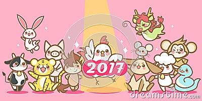 Zodiac and chinese new year Vector Illustration