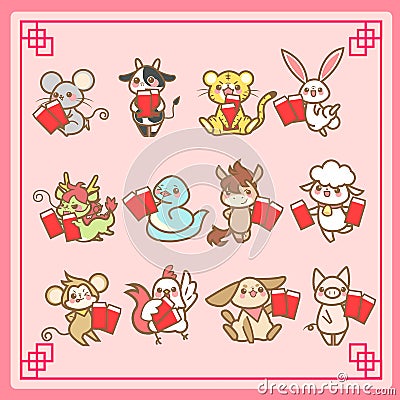 Zodiac and chinese new year Vector Illustration