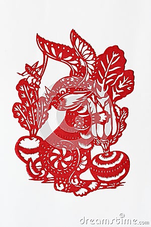 Zodiac Chinese Paper-cutting (Rabbit) Stock Photo