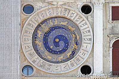 Zodiac Clock Venice Stock Photo