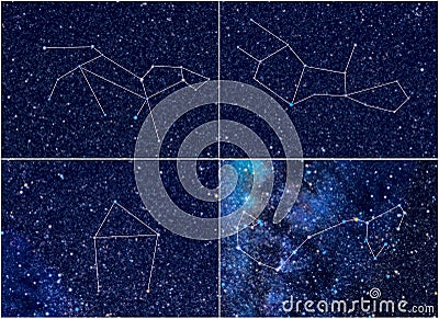 Zodiac constellations Leo Virgo Libra Scorpio Cartoon Illustration