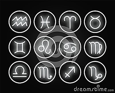 Zodiac icon collection. Sacred symbols set. Vector Illustration