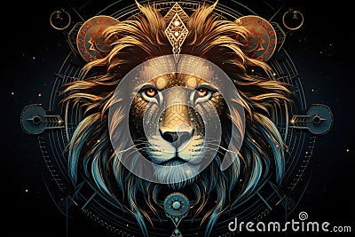 Zodiac Leo Symbol Leo the lion star sign The constellation of Leo is a sign of the leaders Stock Photo