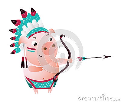 Zodiac pig Sagittarius. Chinese horoscope symbol 2019 year. Vector Illustration