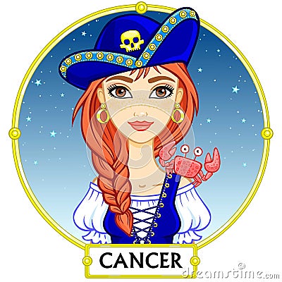 Zodiac sign Cancer. Vector Illustration