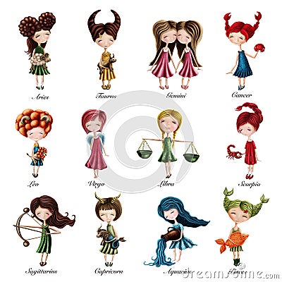 Zodiac sign girls Stock Photo