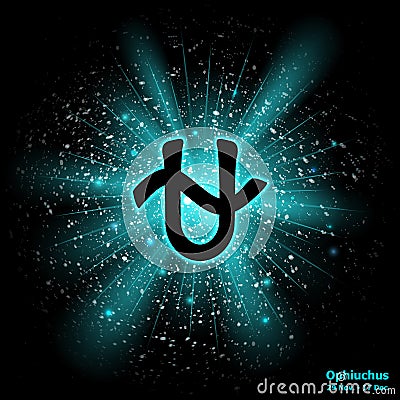 Zodiac sign Ophiuchus on cosmic explosion background. Vector Illustration