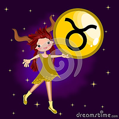 Zodiac sign Taurus Cartoon Illustration