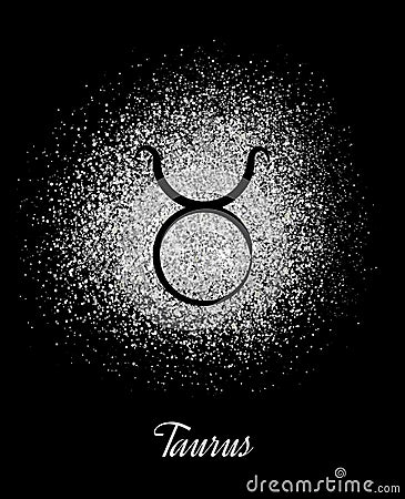 Zodiac sign Taurus on silver background Vector Illustration