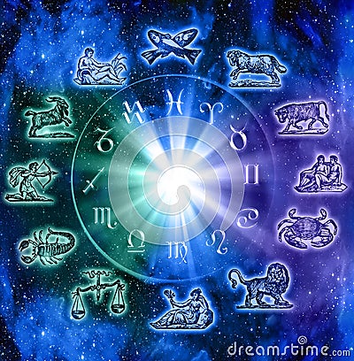 Wheel Of Zodiac Symbols Royalty Free Stock Image - Image: 19134286