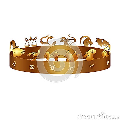 Zodiac signs on the ring Vector Illustration