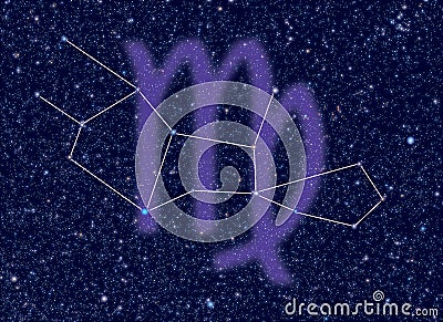 Zodiac Virgo stars Cartoon Illustration