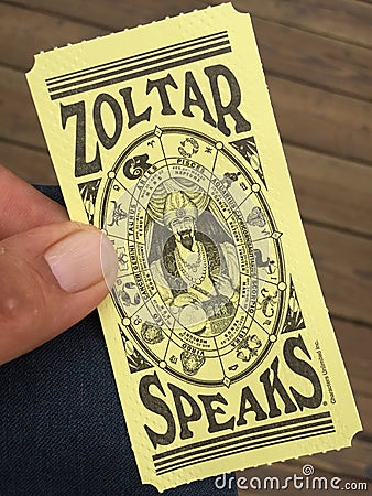 Zoltar genie horoscope card portrait Editorial Stock Photo