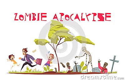 Zombie Attack Concept Vector Illustration