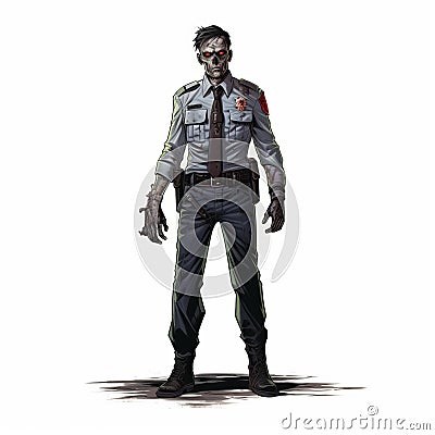 Zombie Patrol Officer - Concept Art Illustration Stock Photo