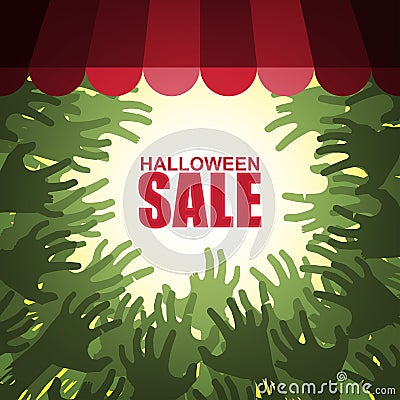 Zombie crowd Halloween sale Vector Illustration