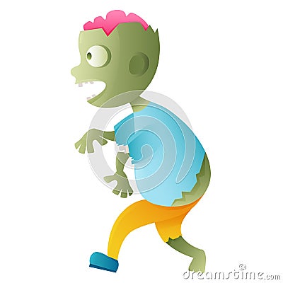 Zombie cute cartoon character Vector Illustration