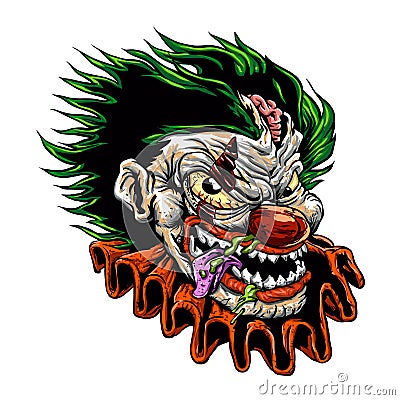 Zombie evil clown Vector Illustration