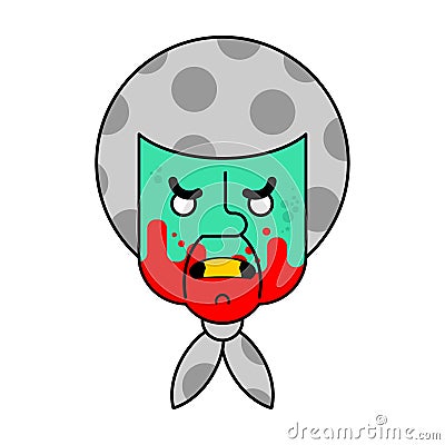 Zombie granny. Grandmother zombi. Grandma revived dead. Green monster old woman Vector Illustration