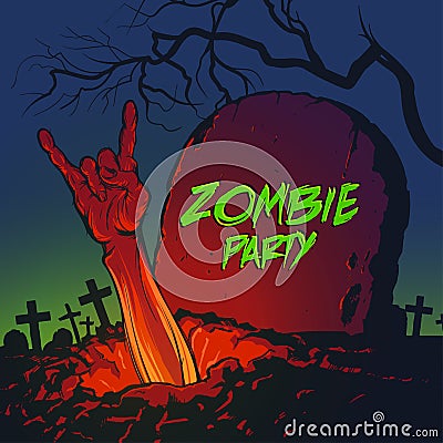 Zombie hand coming out from the grave Vector Illustration