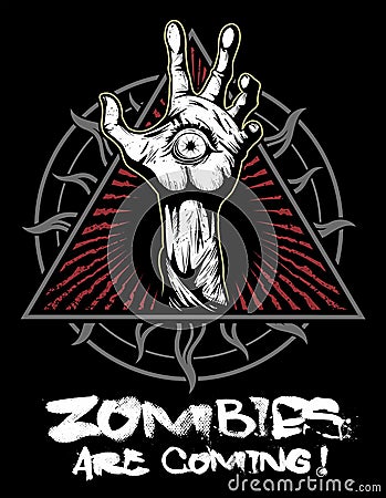 Zombie hand with the eye, vector logo. Vector Illustration
