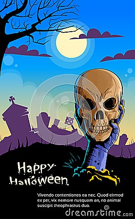 Zombie Hand Hold Dead Skull Head Undead Arm From Vector Illustration