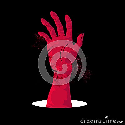 Zombie Hand Rising Vector Illustration