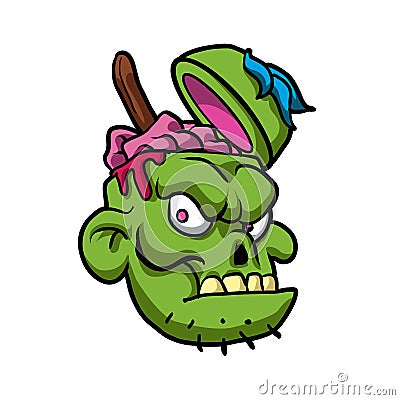 Zombie Head Illustration. Vector Illustration