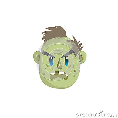 Zombie head scary emotion icon on white background. Vector Illustration