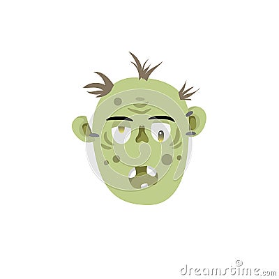 Zombie head scary emotion icon on white background. Vector Illustration