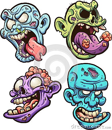 Zombie heads Vector Illustration
