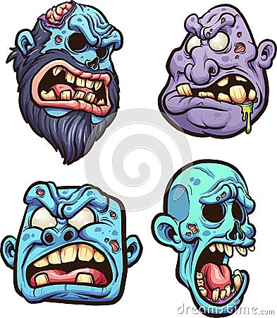 Zombie heads Vector Illustration