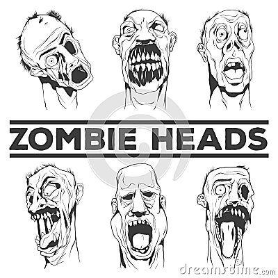 Zombie heads vector illustrations Vector Illustration