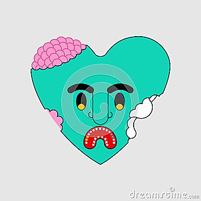 Zombie heart green love. Dead amour Vector illustration Vector Illustration