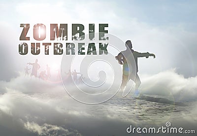 Zombie horde with text Stock Photo