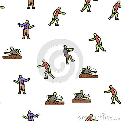 zombie horror scary dead evil vector seamless pattern Cartoon Illustration