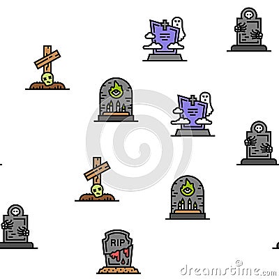 zombie horror scary dead evil vector seamless pattern Cartoon Illustration