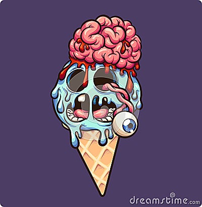 Zombie Ice Cream cone Vector Illustration