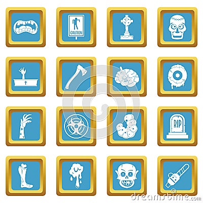 Zombie icons azure Vector Illustration