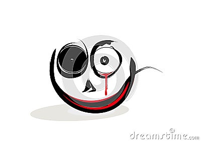 Zombie Idiot smiled on a white background in vector illustration Vector Illustration