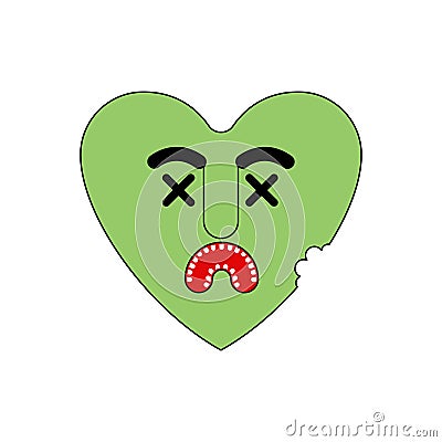 Zombie love green heart. Dead amour Vector illustration Vector Illustration