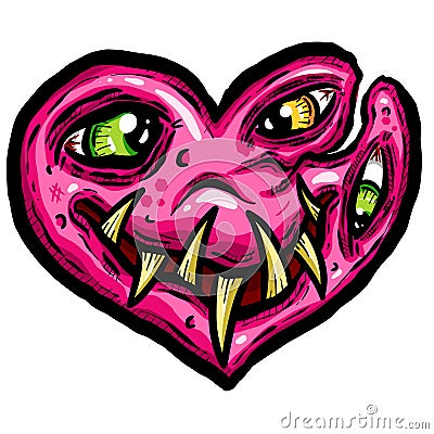 Zombie Love Heart Halloween Valentines Day Illustrations Vector Illustration