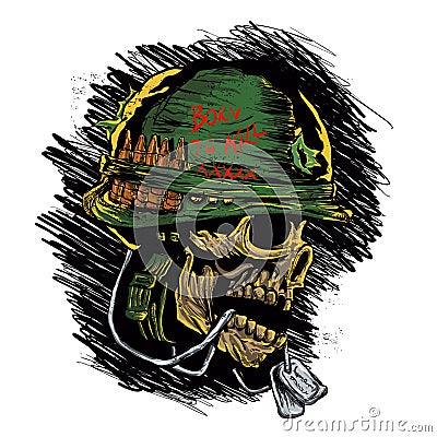 Zombie with military helmet Vector Illustration