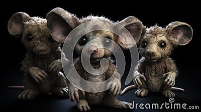 Zombie mousy teddy bears, concept of Undead animals and horror toys. Generative ai Stock Photo