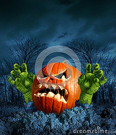 Zombie Pumpkin Stock Photo