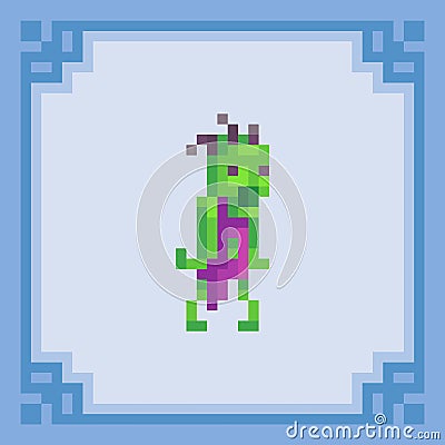 Zombie scary monster. Pixel art character. Vector illustration Vector Illustration