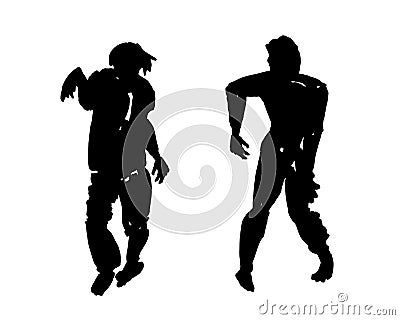 Zombie silhouettes.Variety of walking dead,night monsters,aggressive decomposing likenesses of human.People resurrected after Vector Illustration