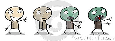 Zombie Transformation Cartoon Illustration