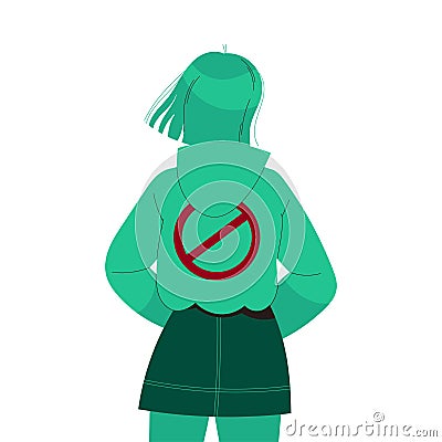 Zombified Standing Young Woman as Manipulation and Hypnosis Back View Vector Illustration Vector Illustration