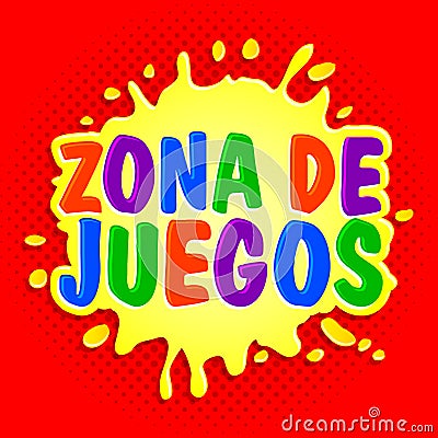 Zona de juegos, Games Zone spanish text Vector Illustration